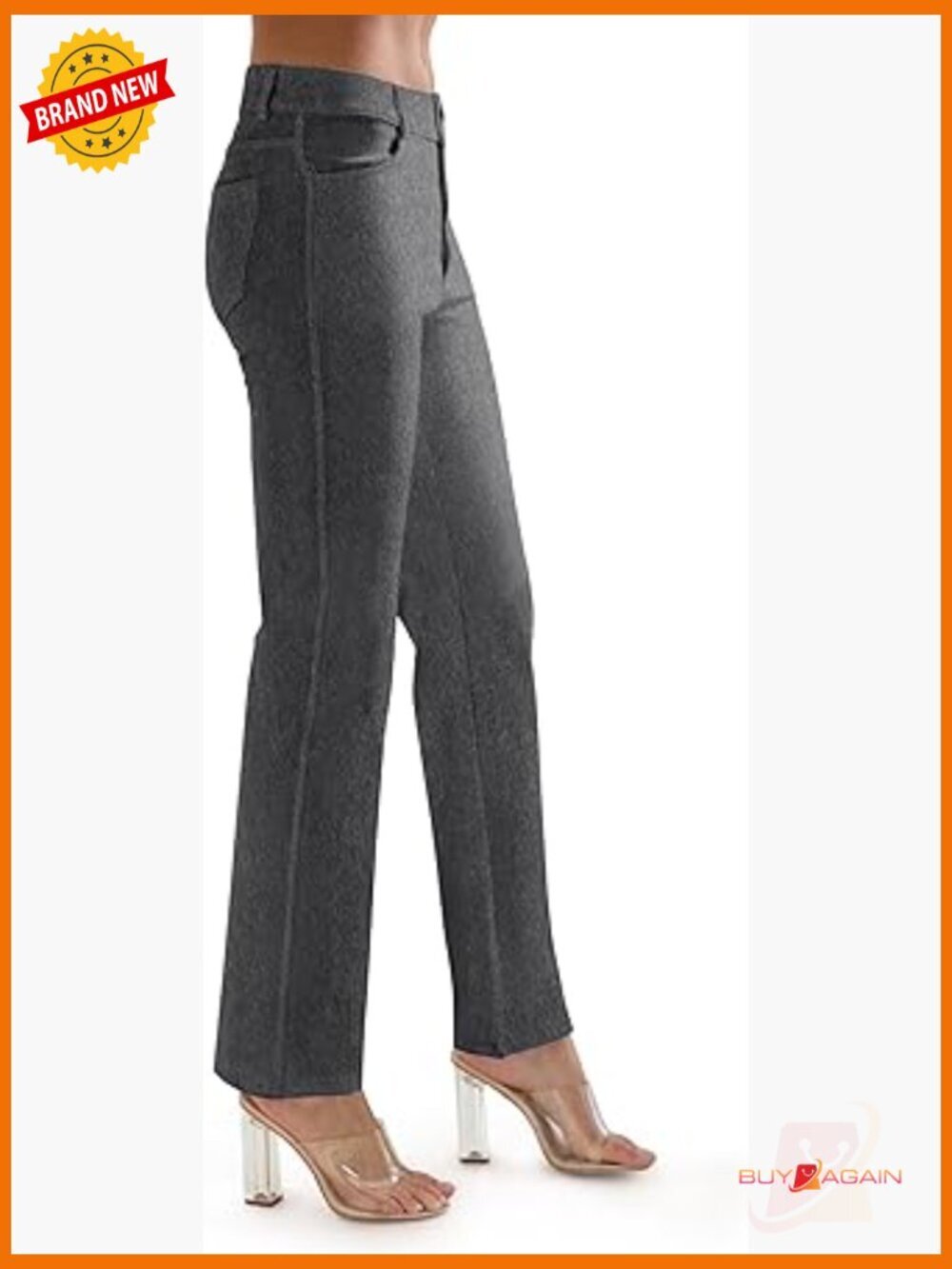 Straight Leg Jeggings Jean Look Pull-On Pants with Pockets S-XXXL